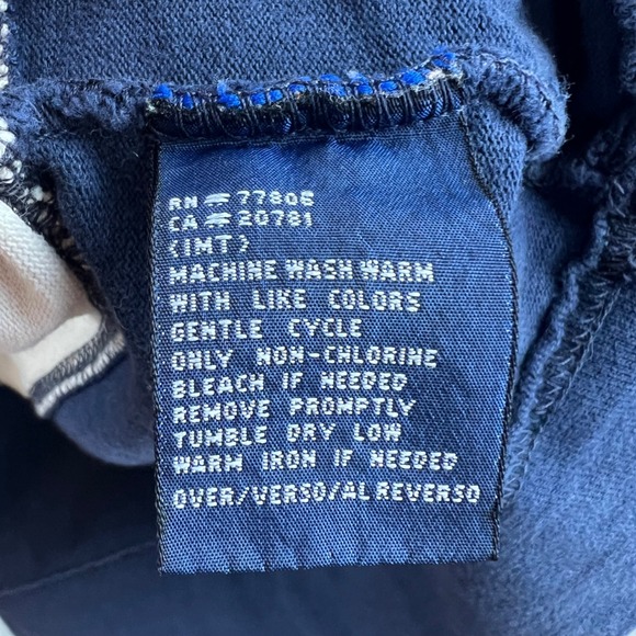 Vintage Tommy Hilfiger Rugby Shirt XL Navy Cream Striped Mens - Picture 10 of 11